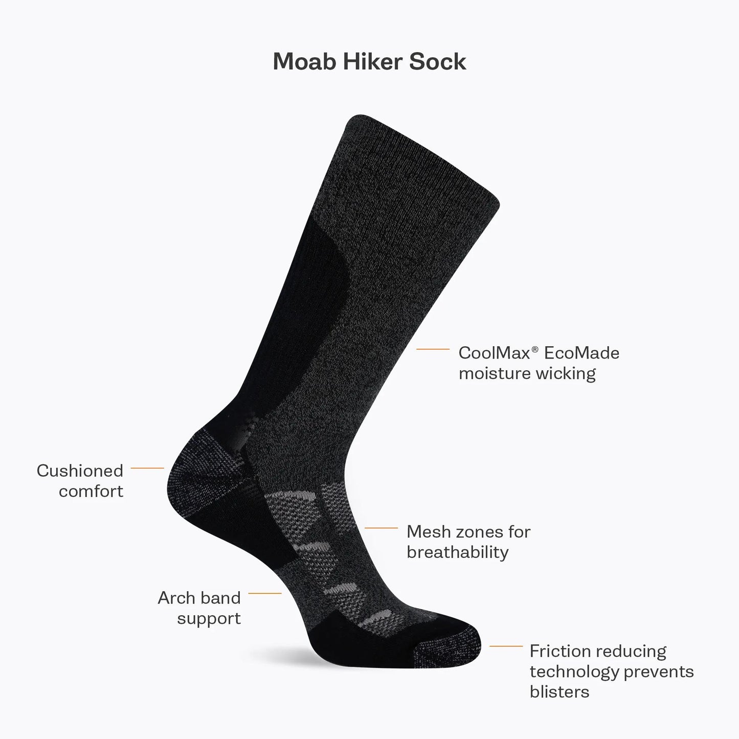 Moab Hiking Quarter Sock - US 7838